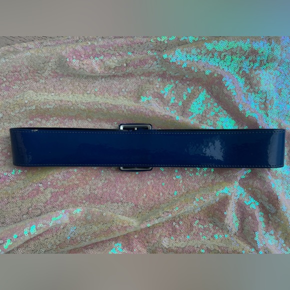 80s Patent Cobalt Blue Wide Belt - Picture 7 of 7